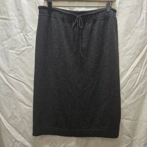 Vince Women's Charcoal Knit Midi Skirt XL Wool Cashmere Blend Drawstring Waist